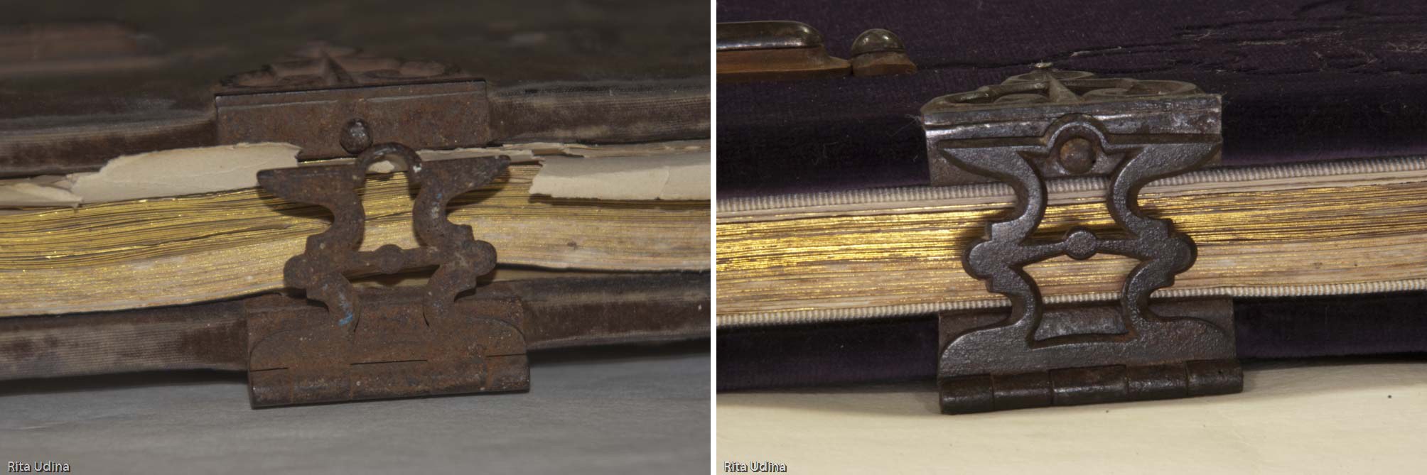 Top lock before (left) and after restoration (right).