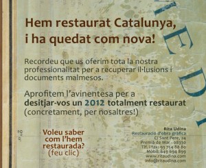 Felicitació Nadal 2011: Hem restaurat Catalunya!